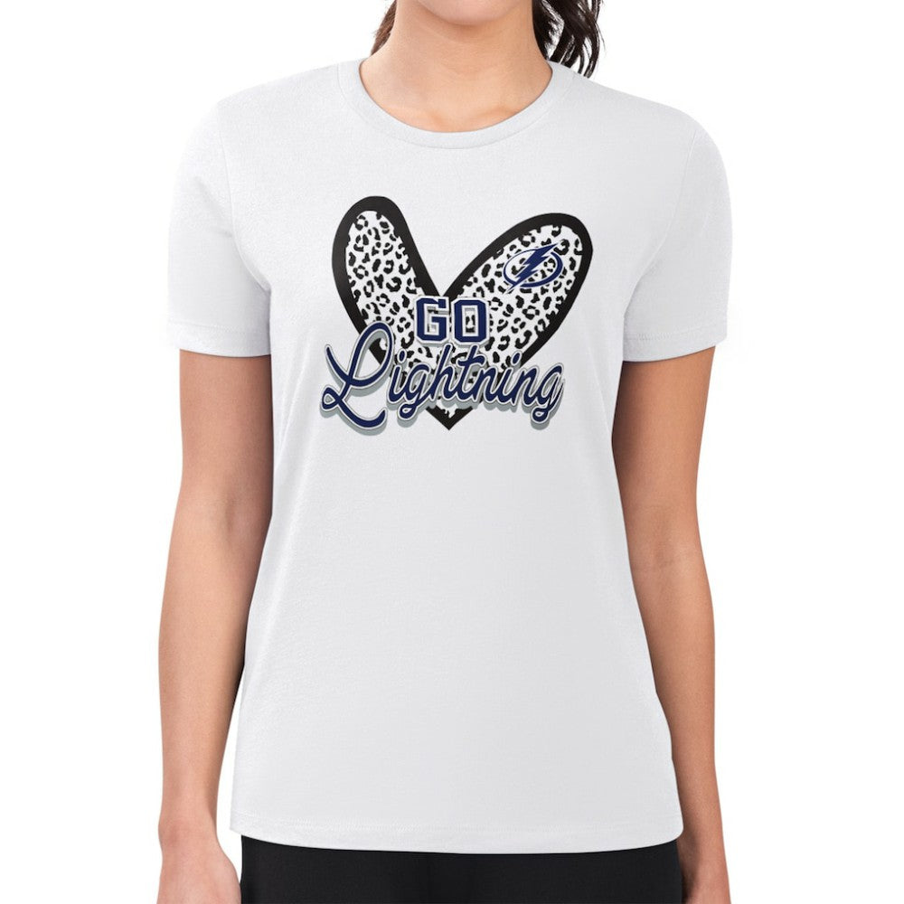 Tampa Bay Lightning G-III 4Her by Carl Banks Women's Super-Slim Fit Lightweight Animal Print Heart T-Shirt