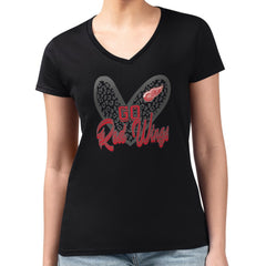Detroit Red Wings G-III 4Her by Carl Banks Women's Super-Slim Fit Lightweight Animal Print Heart V-Neck T-Shirt
