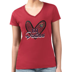 Florida Panthers G-III 4Her by Carl Banks Women's Super-Slim Fit Lightweight Animal Print Heart V-Neck T-Shirt