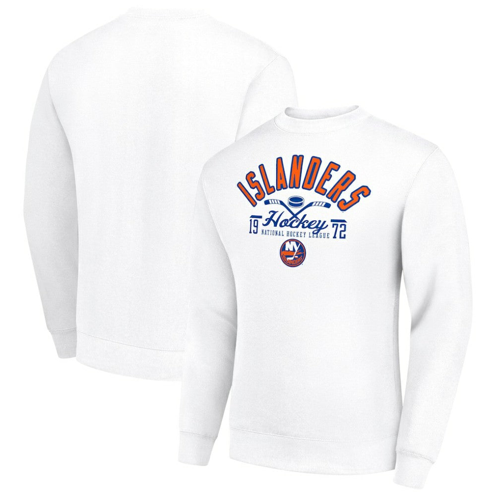 New York Islanders Starter Stick And Puck Logo Fleece Pullover Sweatshirt