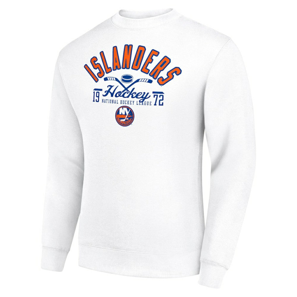 New York Islanders Starter Stick And Puck Logo Fleece Pullover Sweatshirt