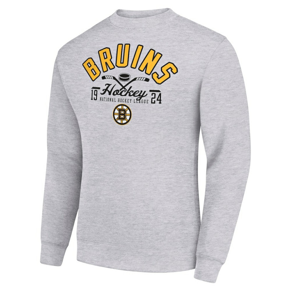 Boston Bruins Starter Stick And Puck Logo Fleece Pullover Sweatshirt