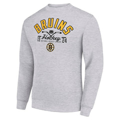 Boston Bruins Starter Stick And Puck Logo Fleece Pullover Sweatshirt