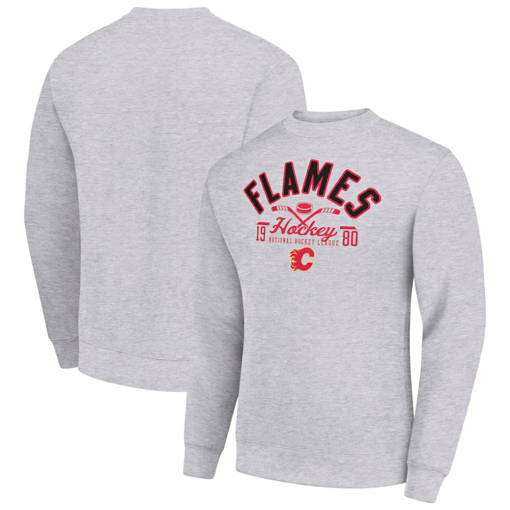Calgary Flames Starter Stick And Puck Logo Fleece Pullover Sweatshirt