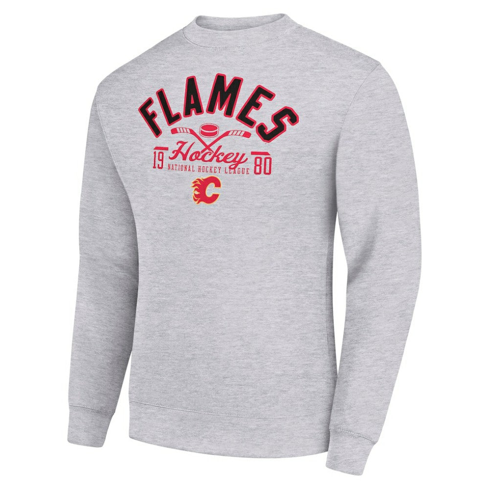 Calgary Flames Starter Stick And Puck Logo Fleece Pullover Sweatshirt