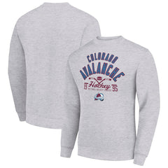 Colorado Avalanche Starter Stick And Puck Logo Fleece Pullover Sweatshirt