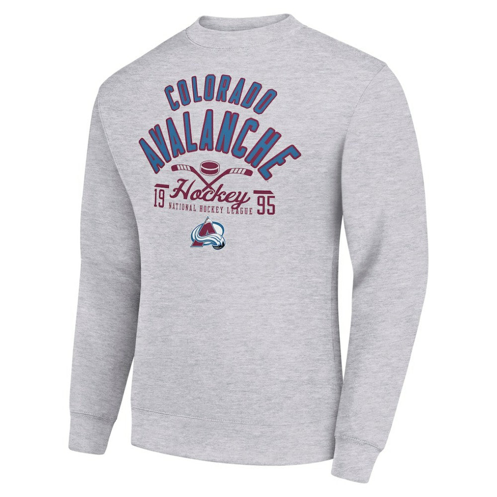 Colorado Avalanche Starter Stick And Puck Logo Fleece Pullover Sweatshirt