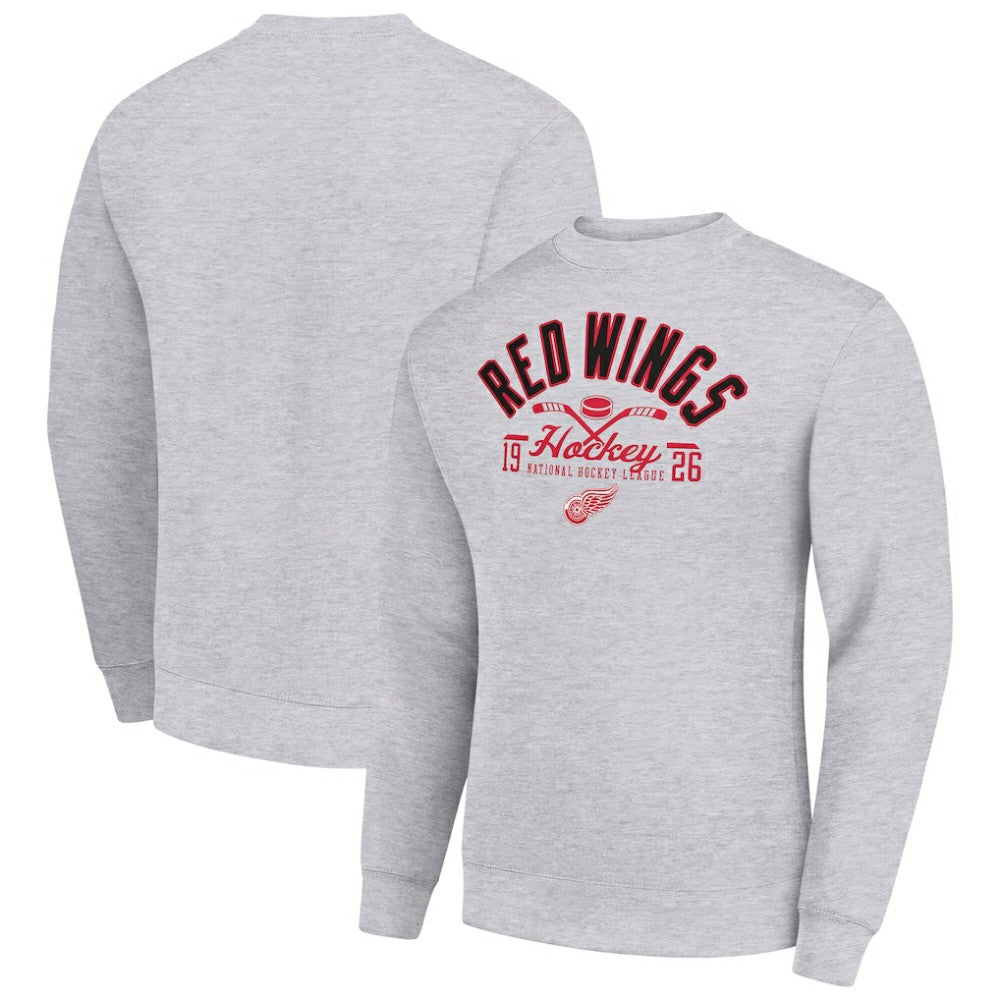 Detroit Red Wings Starter Stick And Puck Logo Fleece Pullover Sweatshirt