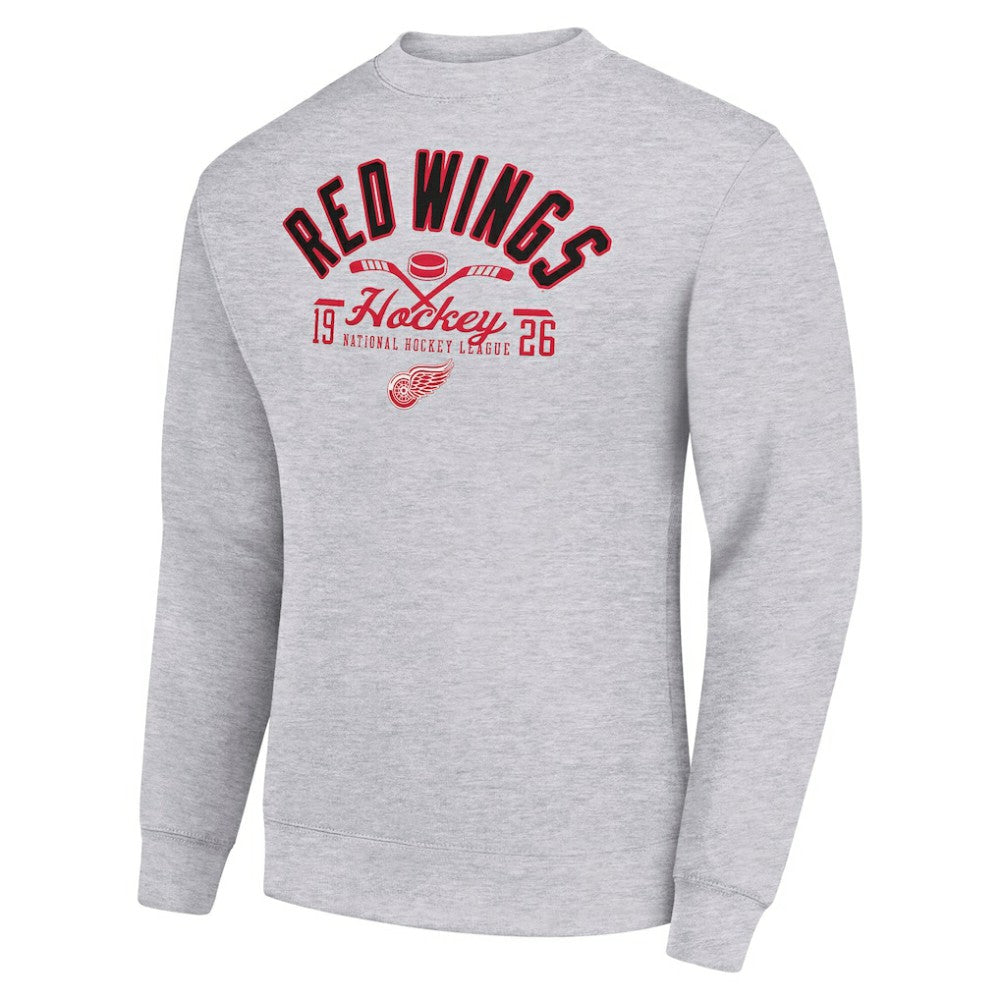 Detroit Red Wings Starter Stick And Puck Logo Fleece Pullover Sweatshirt
