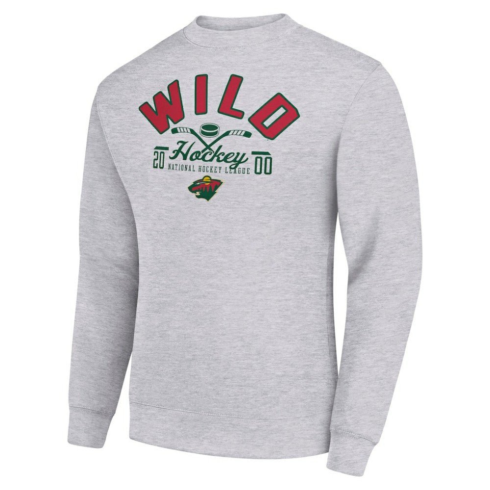 Minnesota Wild Starter Stick And Puck Logo Fleece Pullover Sweatshirt
