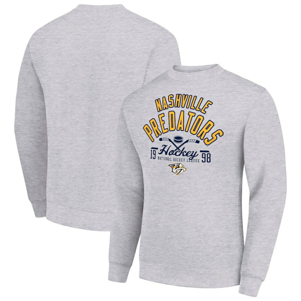 Nashville Predators Starter Stick And Puck Logo Fleece Pullover Sweatshirt