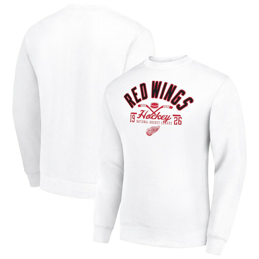 Detroit Red Wings Starter Stick And Puck Logo Fleece Pullover Sweatshirt