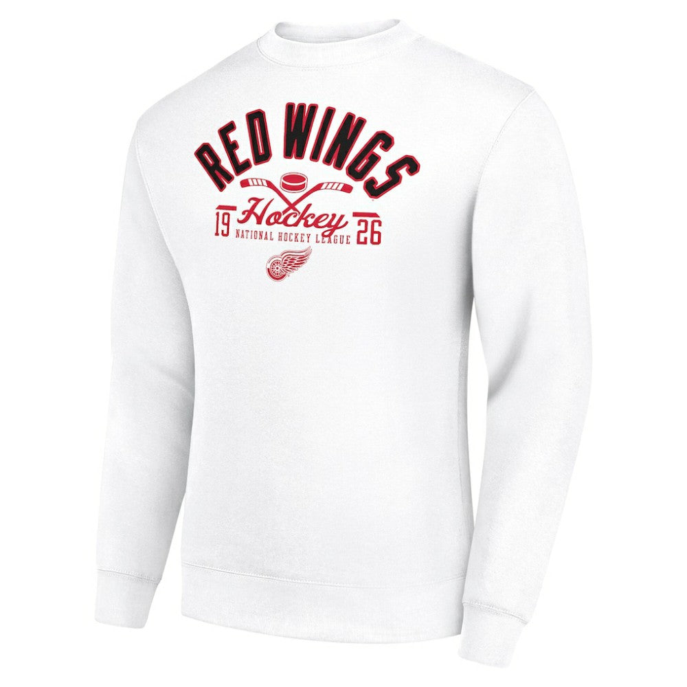 Detroit Red Wings Starter Stick And Puck Logo Fleece Pullover Sweatshirt