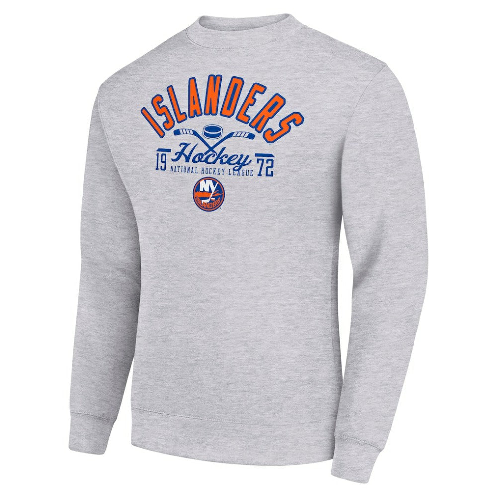 New York Islanders Starter Stick And Puck Logo Fleece Pullover Sweatshirt