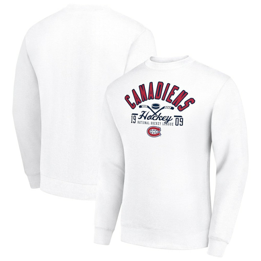 Montreal Canadiens Starter Stick And Puck Logo Fleece Pullover Sweatshirt