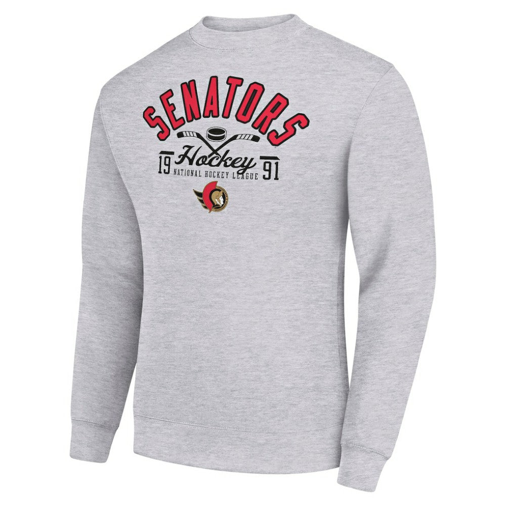 Ottawa Senators Starter Stick And Puck Logo Fleece Pullover Sweatshirt