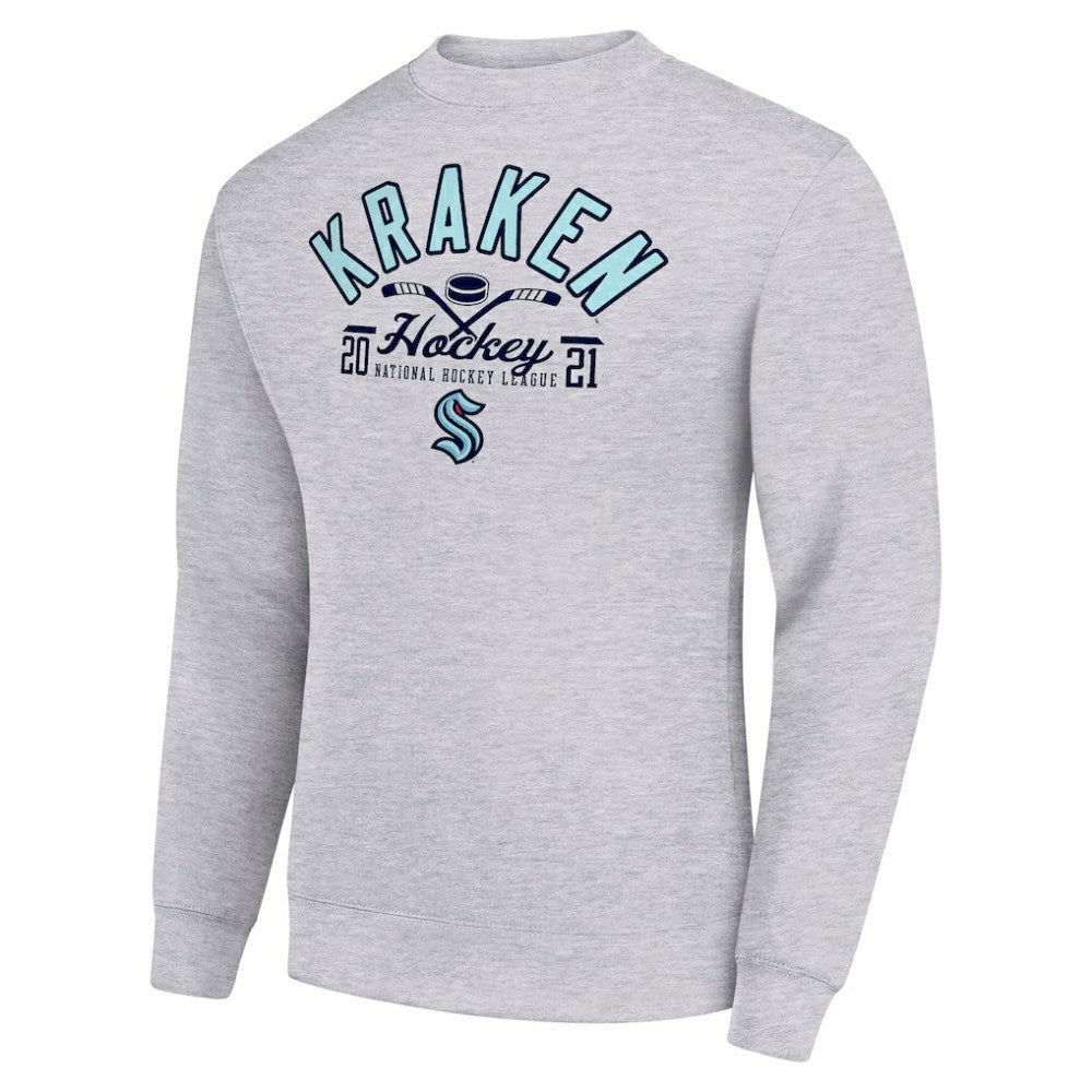 Seattle Kraken Starter Stick And Puck Logo Fleece Pullover Sweatshirt