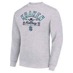 Seattle Kraken Starter Stick And Puck Logo Fleece Pullover Sweatshirt