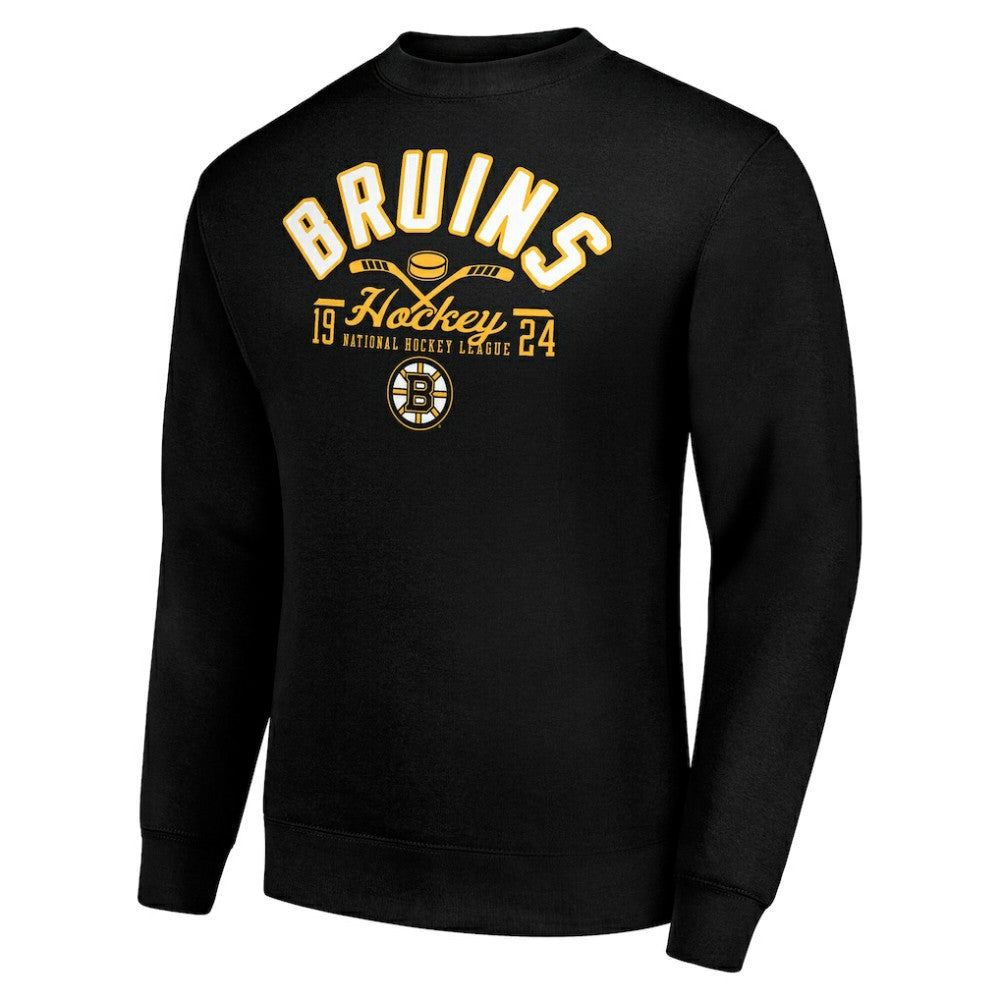 Boston Bruins Starter Stick And Puck Logo Fleece Pullover Sweatshirt
