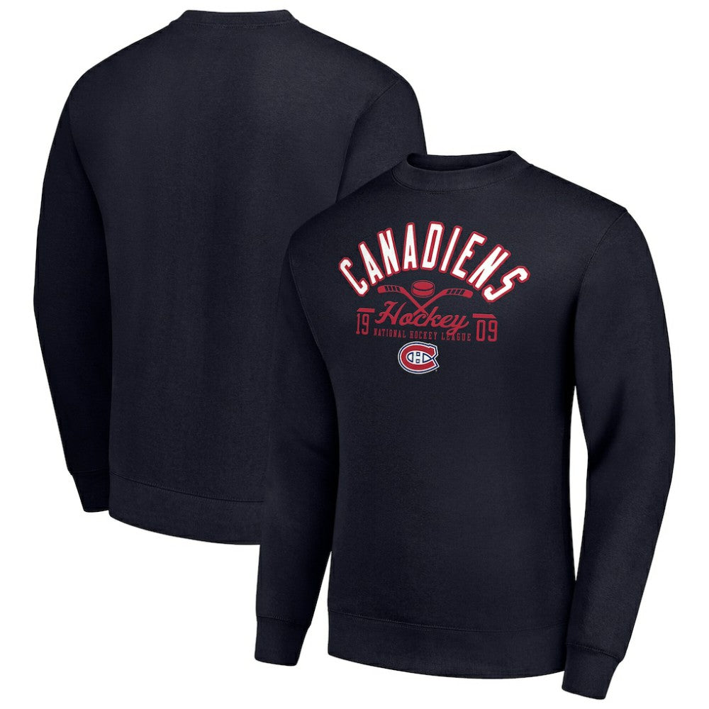 Montreal Canadiens Starter Stick And Puck Logo Fleece Pullover Sweatshirt
