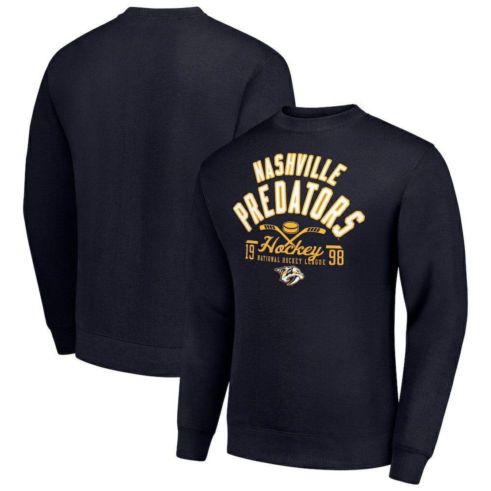 Nashville Predators Starter Stick And Puck Logo Fleece Pullover Sweatshirt