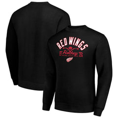 Detroit Red Wings Starter Stick And Puck Logo Fleece Pullover Sweatshirt
