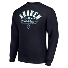 Seattle Kraken Starter Stick And Puck Logo Fleece Pullover Sweatshirt