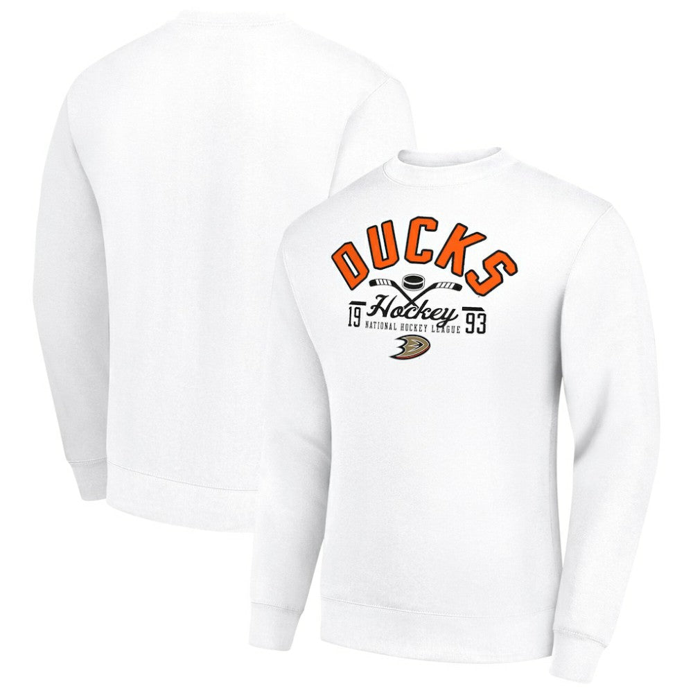 Anaheim Ducks Starter Stick And Puck Logo Fleece Pullover Sweatshirt