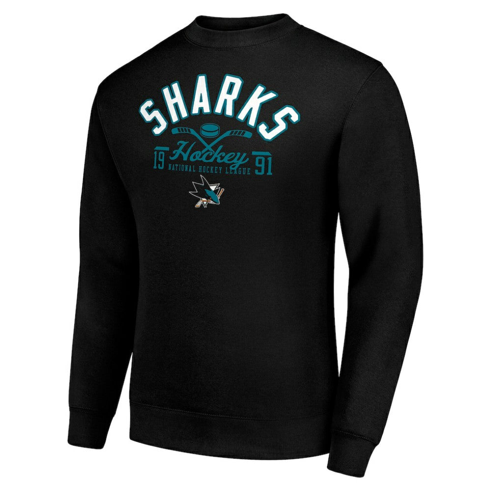 San Jose Sharks Starter Stick And Puck Logo Fleece Pullover Sweatshirt