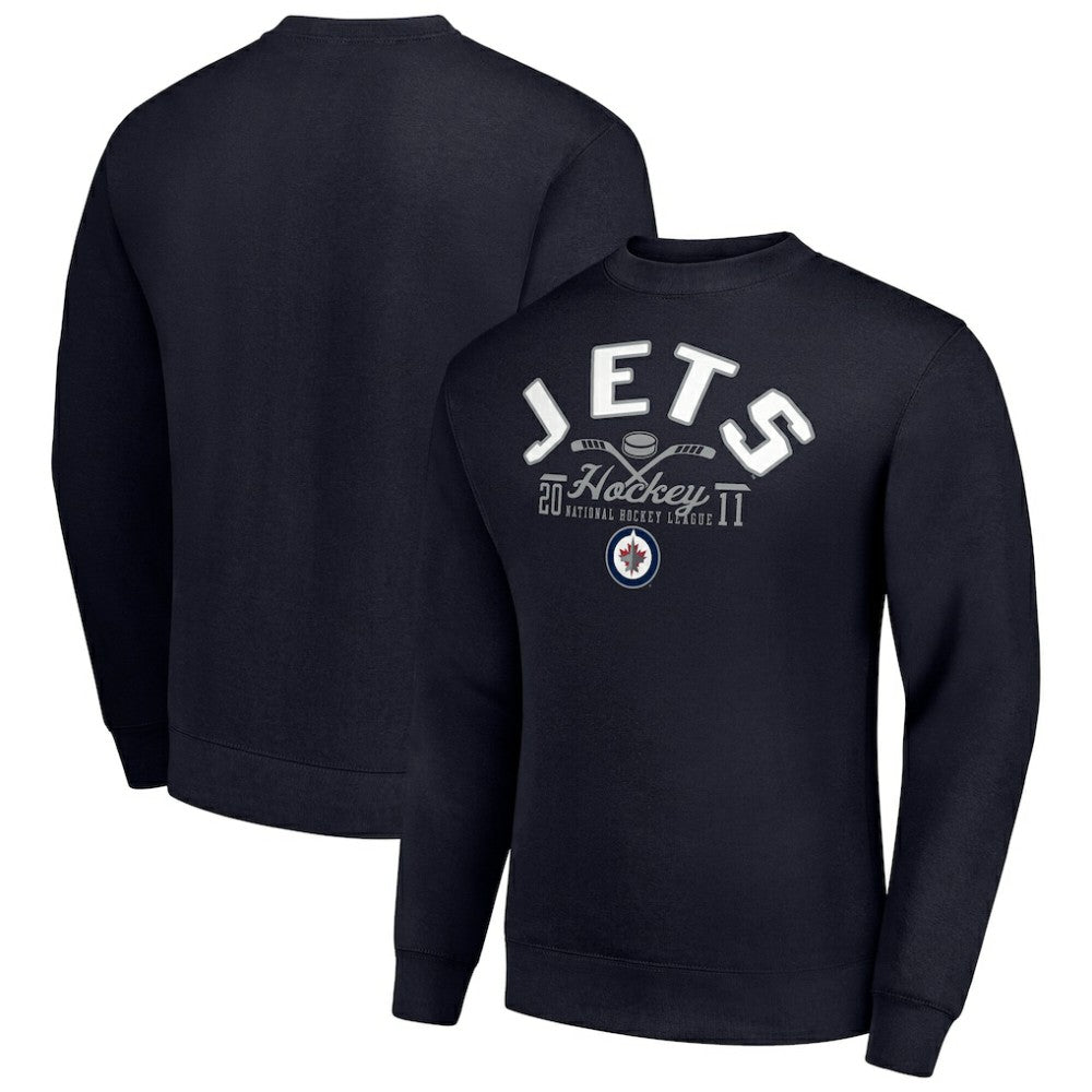 Winnipeg Jets Starter Stick And Puck Logo Fleece Pullover Sweatshirt