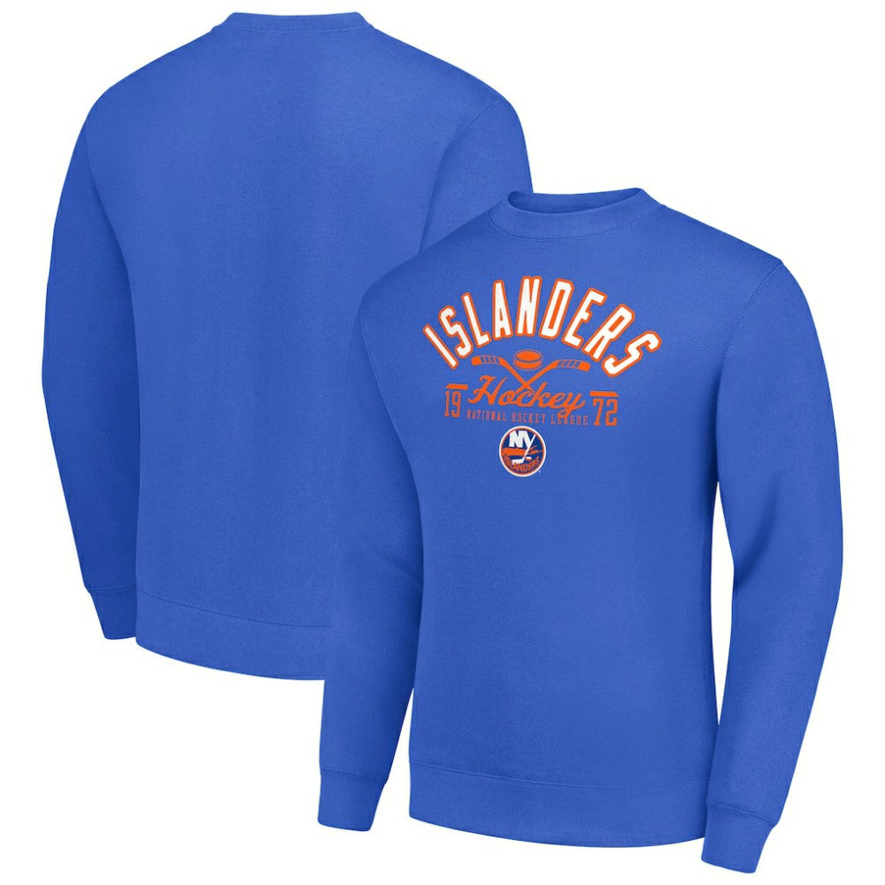 New York Islanders Starter Stick And Puck Logo Fleece Pullover Sweatshirt