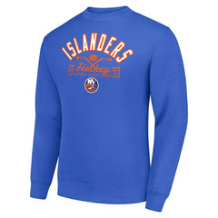New York Islanders Starter Stick And Puck Logo Fleece Pullover Sweatshirt