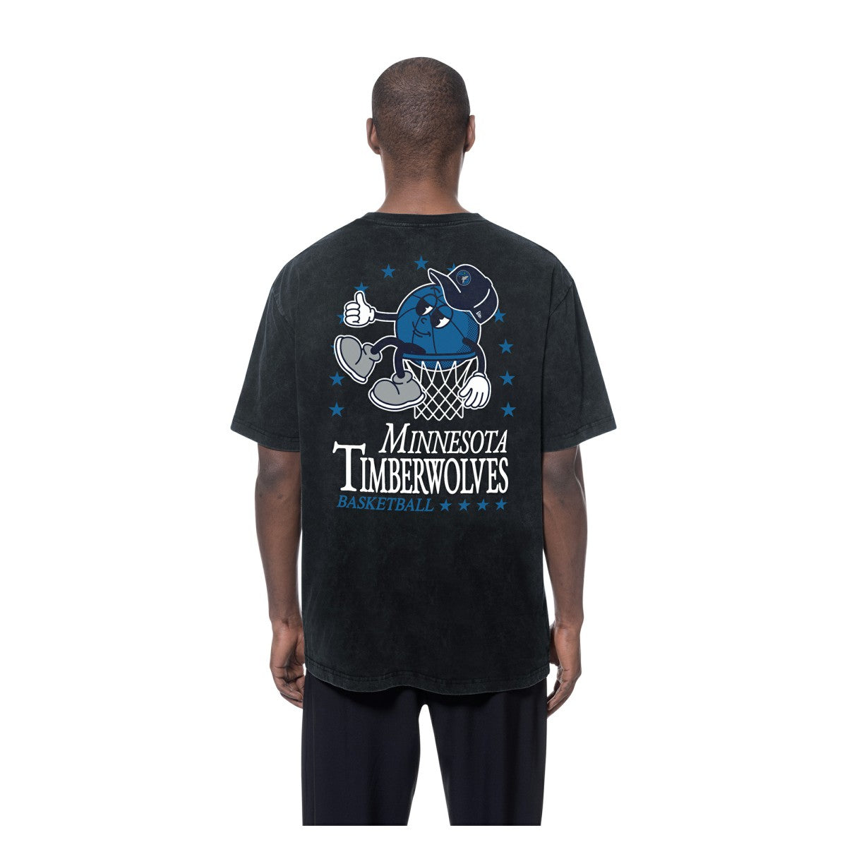 Minnesota Timberwolves Old School Sport Enzyme Wash Oversized T-Shirt - Black | New Era cheap
