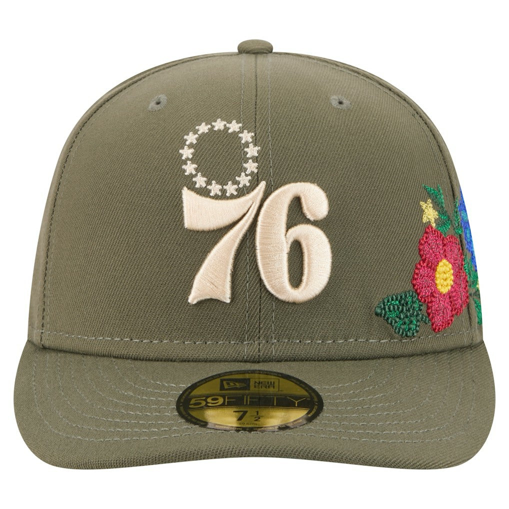 Philadelphia 76ers Tonal Florals 59FIFTY Fitted Hat - Olive | New Era outlet