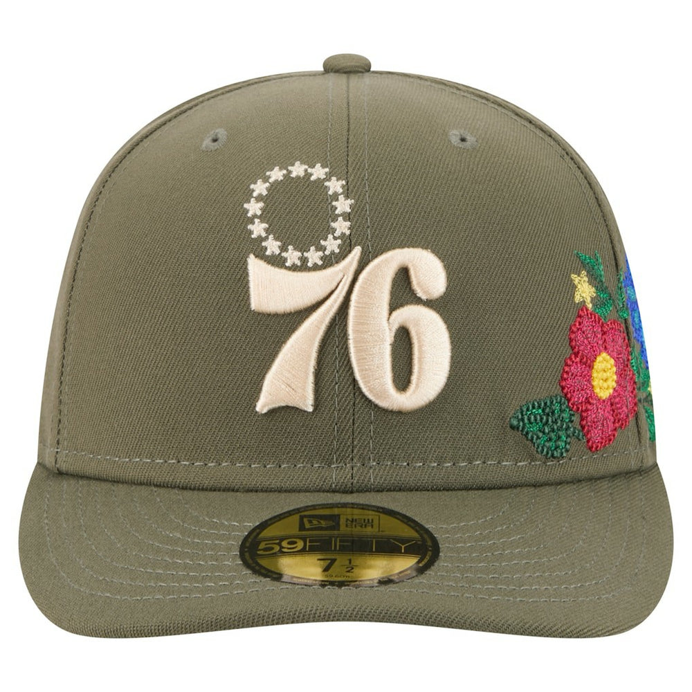 Philadelphia 76ers Tonal Florals 59FIFTY Fitted Hat - Olive | New Era outlet