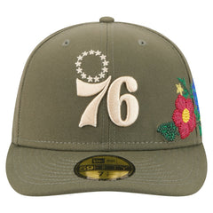 Philadelphia 76ers Tonal Florals 59FIFTY Fitted Hat - Olive | New Era outlet