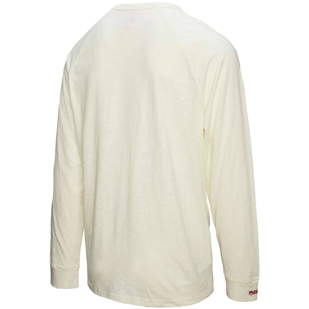 Cincinnati Reds Arched Logo Slub Long Sleeve T-Shirt - Cream | Mitchell & Ness