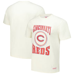 Cincinnati Reds Arched Logo Slub T-Shirt - Cream | Mitchell & Ness