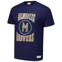 Milwaukee Brewers Arched Logo Slub T-Shirt - Navy | Mitchell & Ness