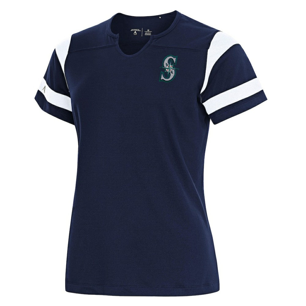 Seattle Mariners Antigua Women's Encounter Notch Neck Top - Navy