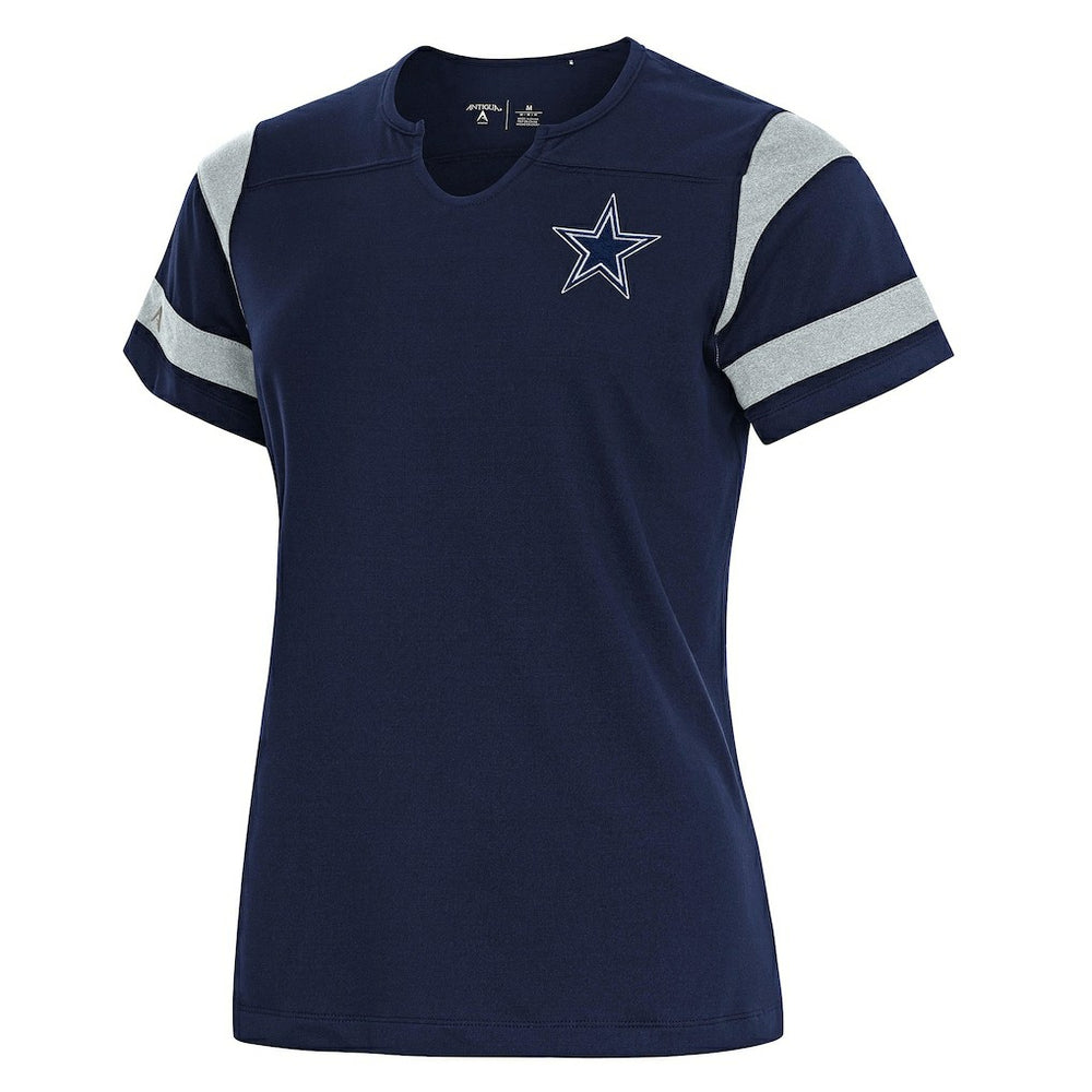 NFL Dallas Cowboys Antigua Women's Encounter Short Sleeve Notch Neck Top