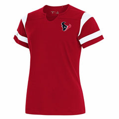 NFL Houston Texans Antigua Women's Encounter Short Sleeve Notch Neck Top