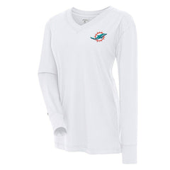 NFL Miami Dolphins Antigua Women's Symbolic Long Sleeve V-Neck Top