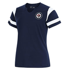 Winnipeg Jets Antigua Women's Encounter Short Sleeve Notch Neck Top