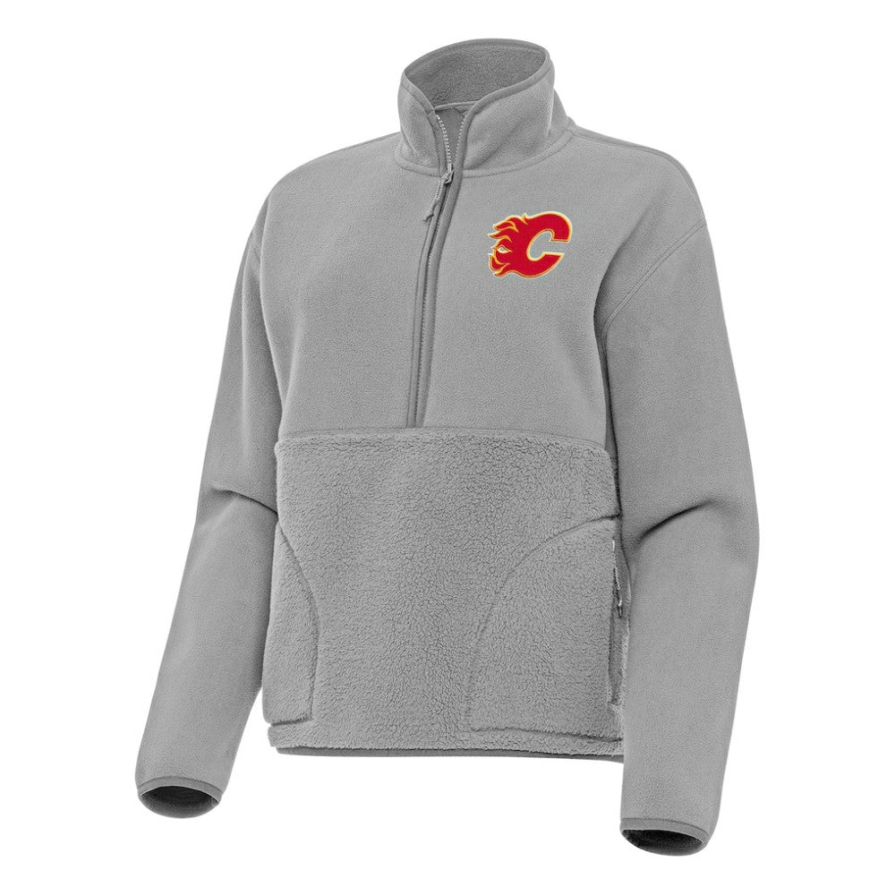 Calgary Flames Antigua Women's Figure Half-Zip Pullover Sweatshirt