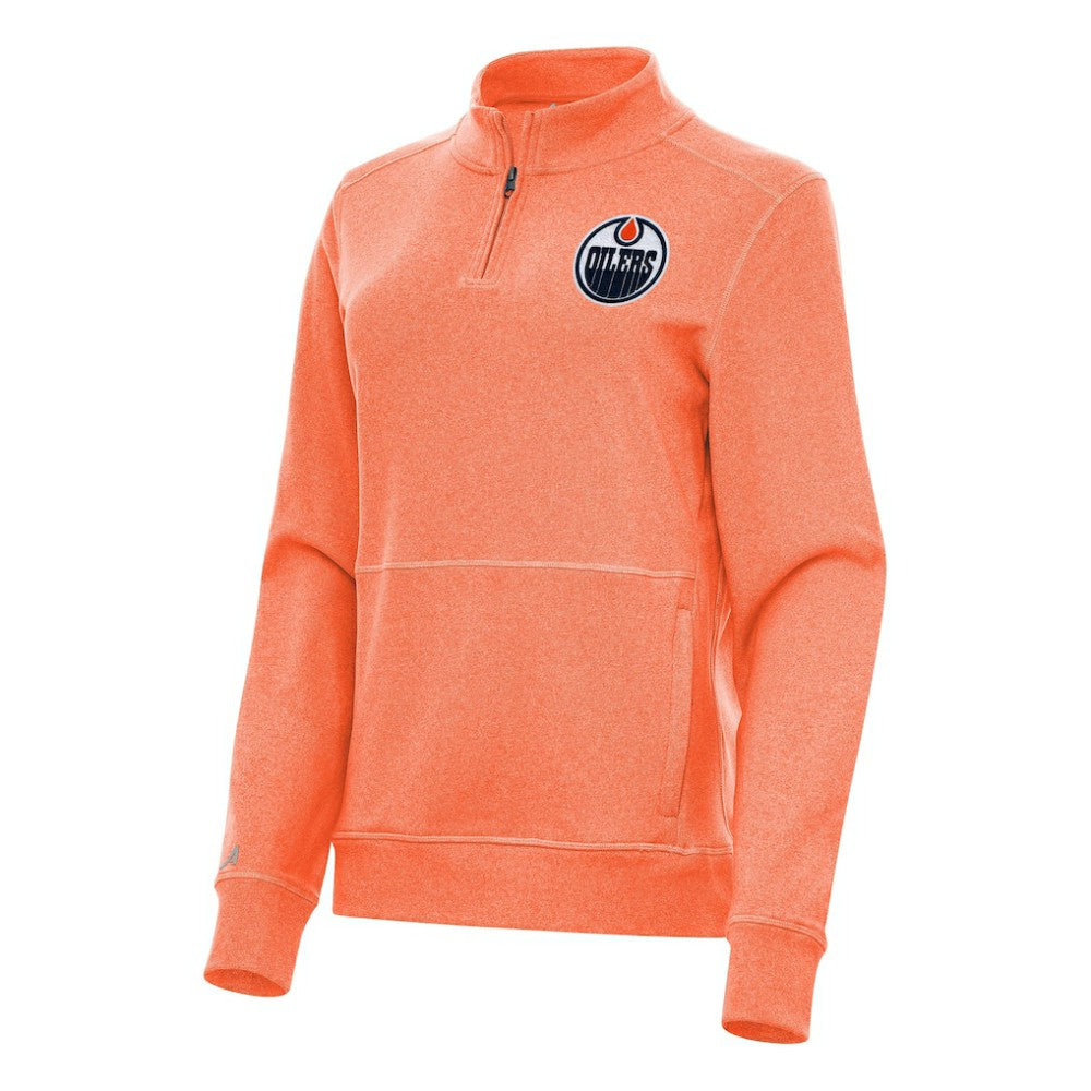 Edmonton Oilers Antigua Women's Crush Quarter-Zip Fleece Sweatshirt