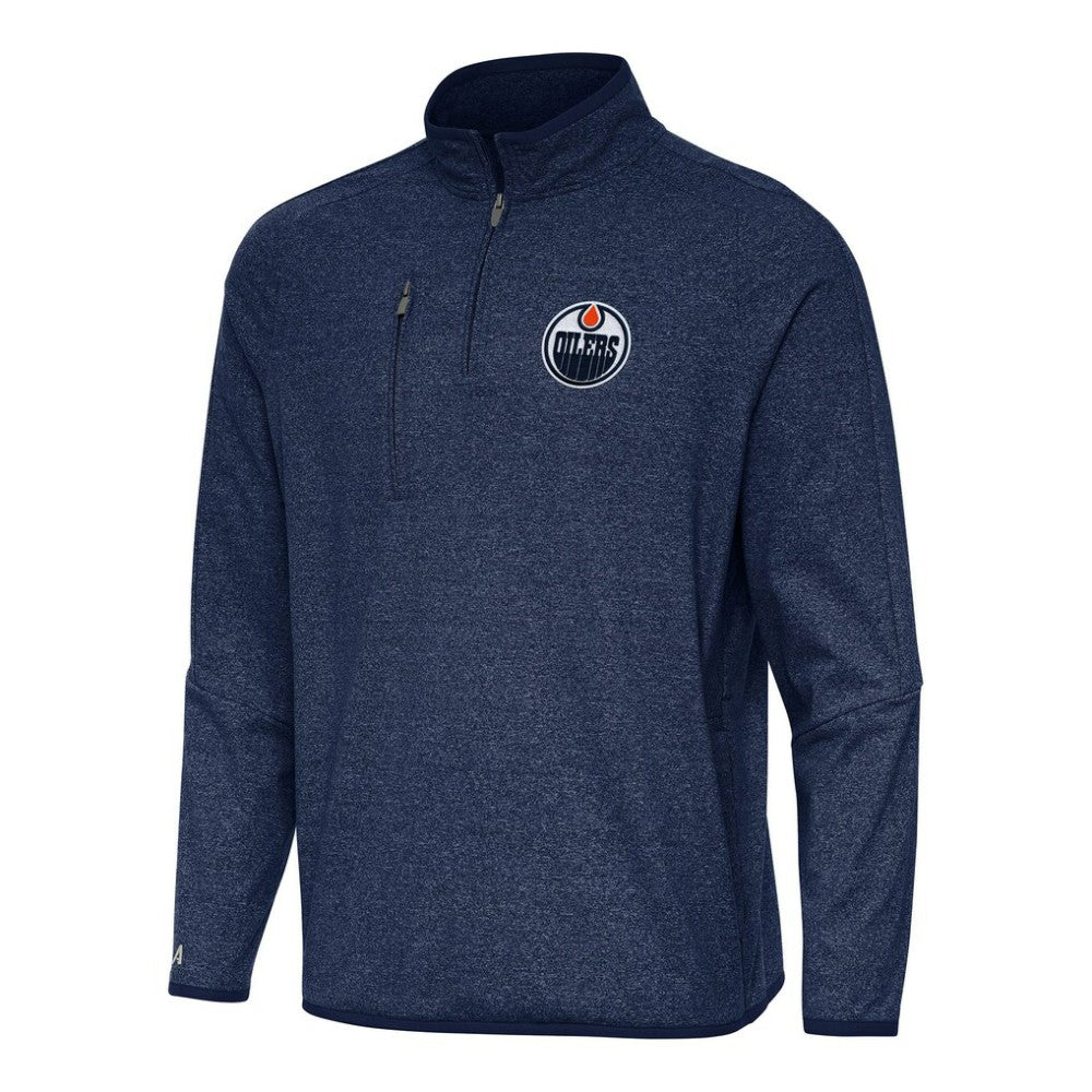 Edmonton Oilers Antigua Certain Quarter-Zip Tri-Blend Sweatshirt
