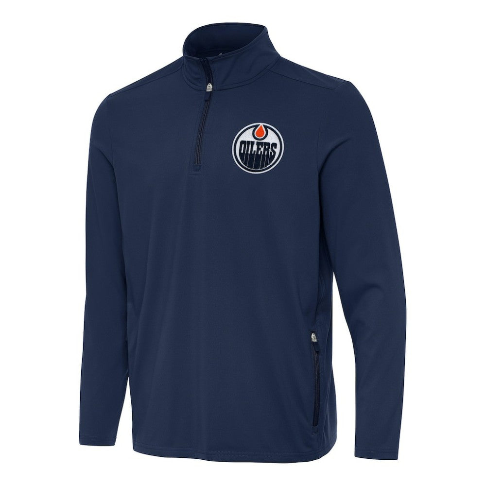 Edmonton Oilers Antigua Perilous Quarter-Zip Sweatshirt