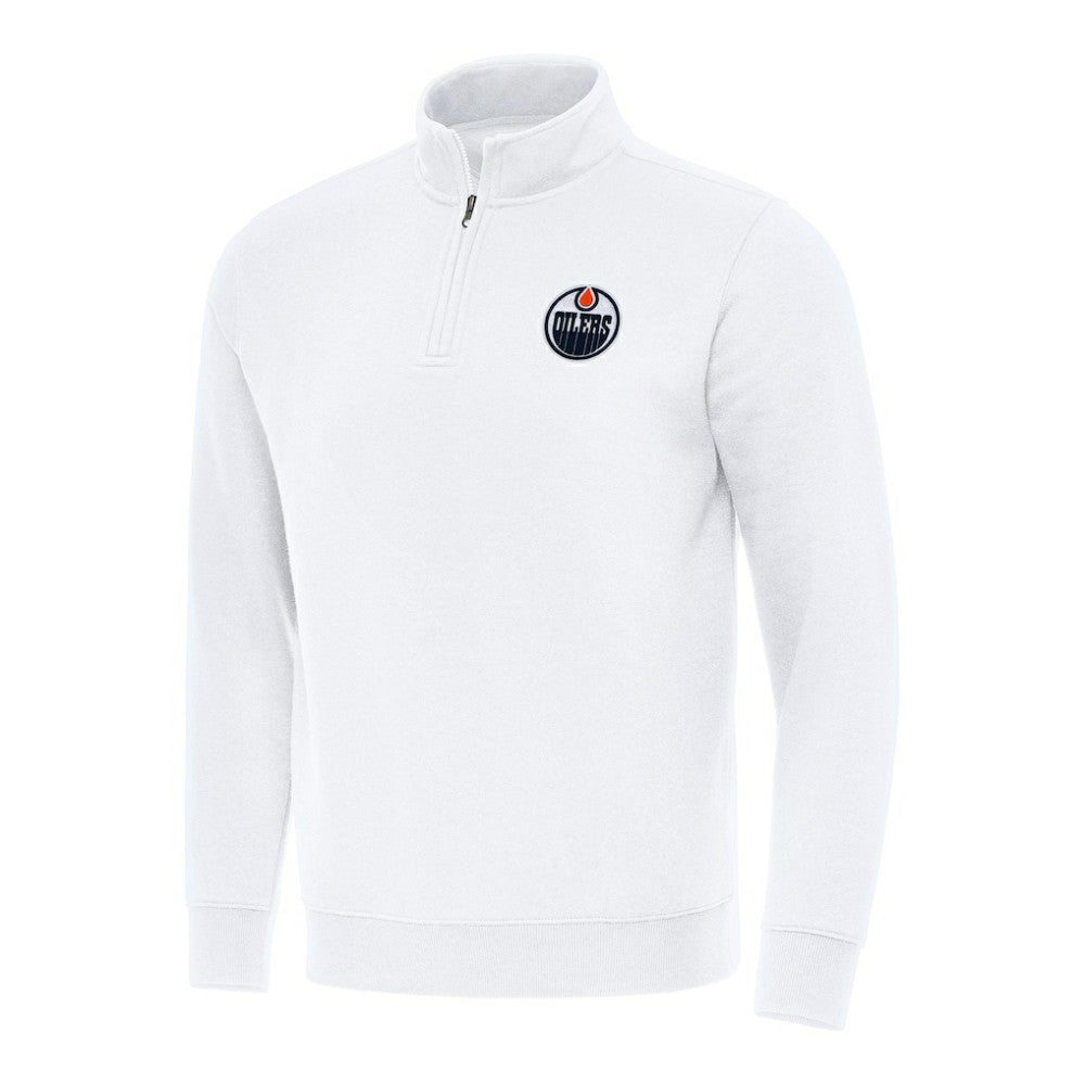 Edmonton Oilers Antigua Victory Quarter-Zip Mock Sweatshirt