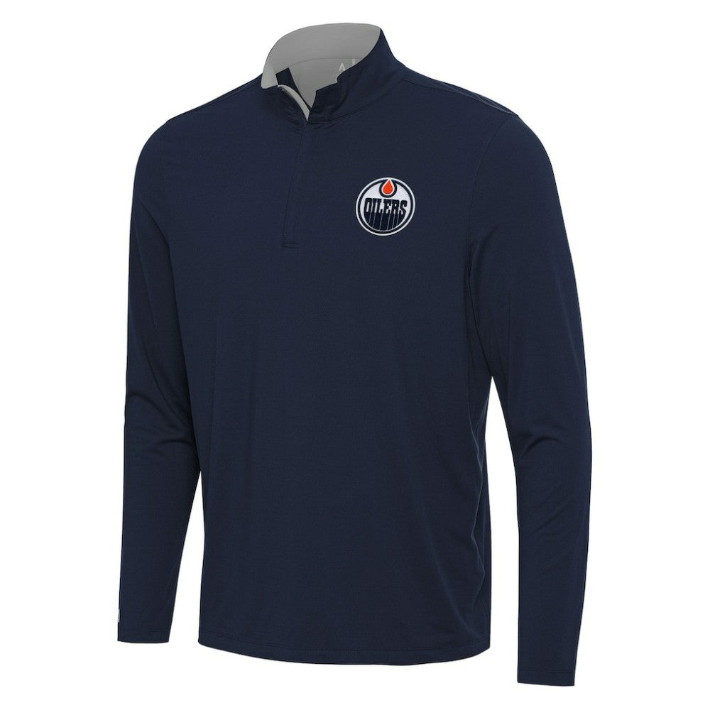 Edmonton Oilers Antigua Content Quarter-Zip Pullover Top